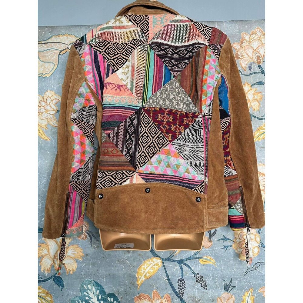 Free People Multicolor Patchwork Leather Jacket - image 5